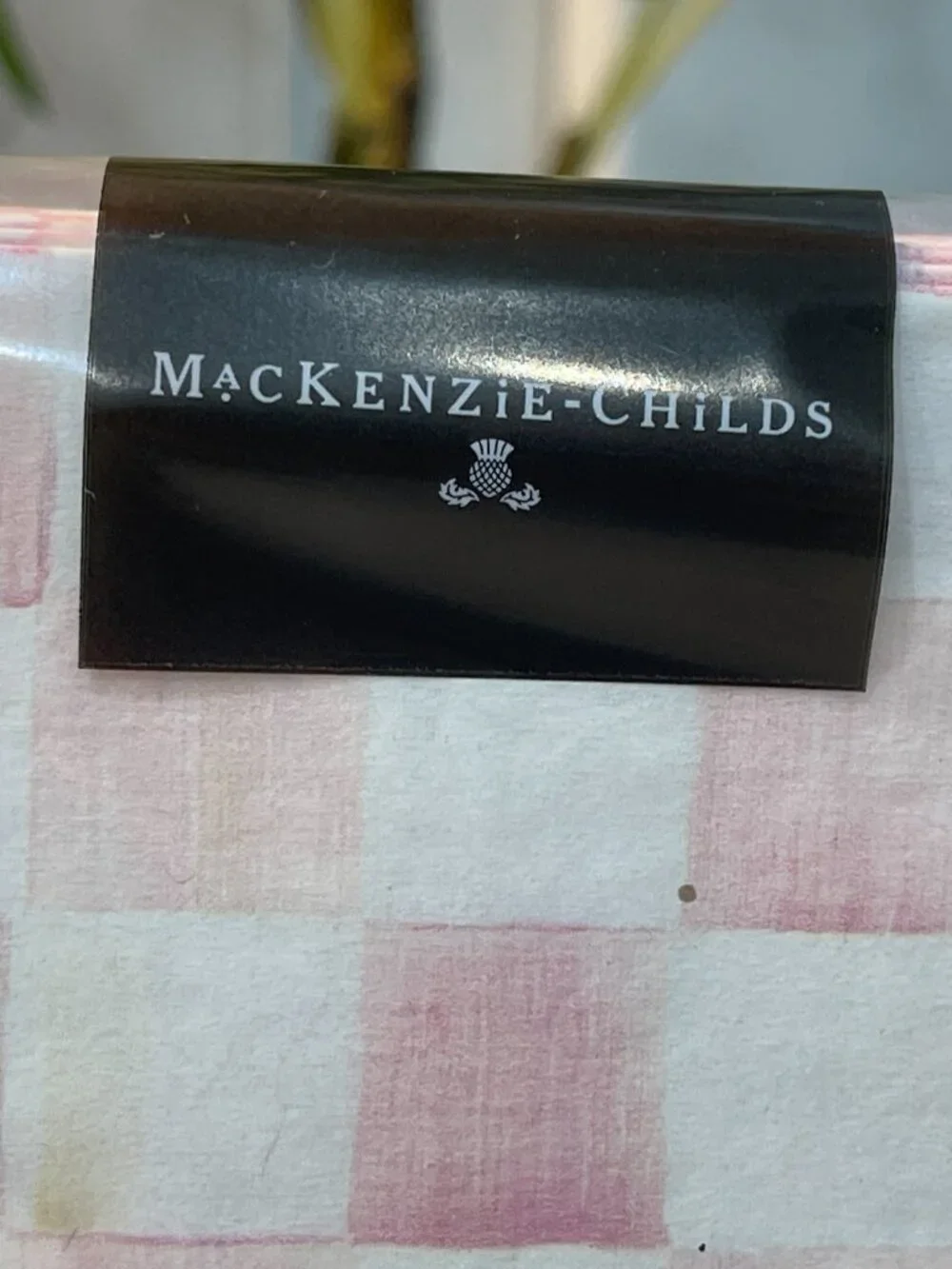 MacKenzie-Childs Rosy Check Napkin and Spreader Gift Set-NEW